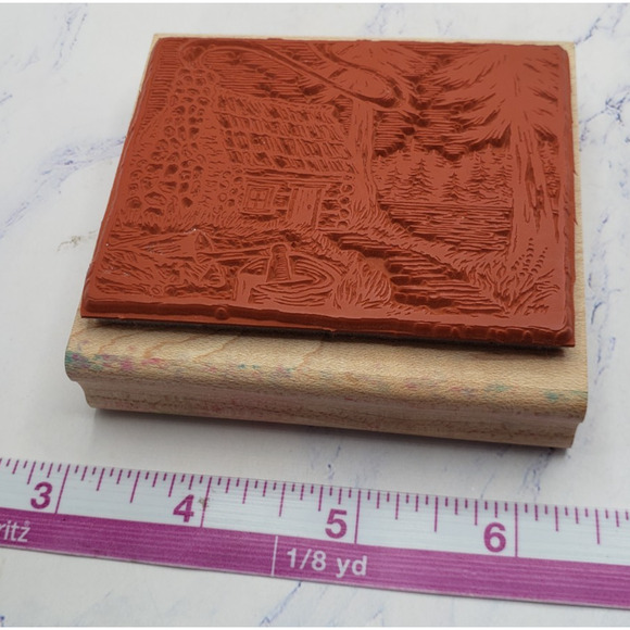 Rustic Log Cabin Woodlands Outdoor Stampin Up Wood Mounted Rubber Stamp - Picture 6 of 7